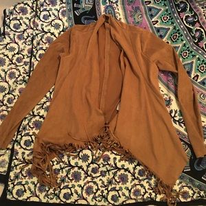 Suede Fringe Cardigan